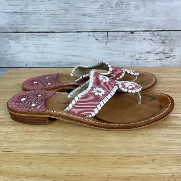 Jack Rodgers Red White Stripe Sandals - Picture 1 of 7